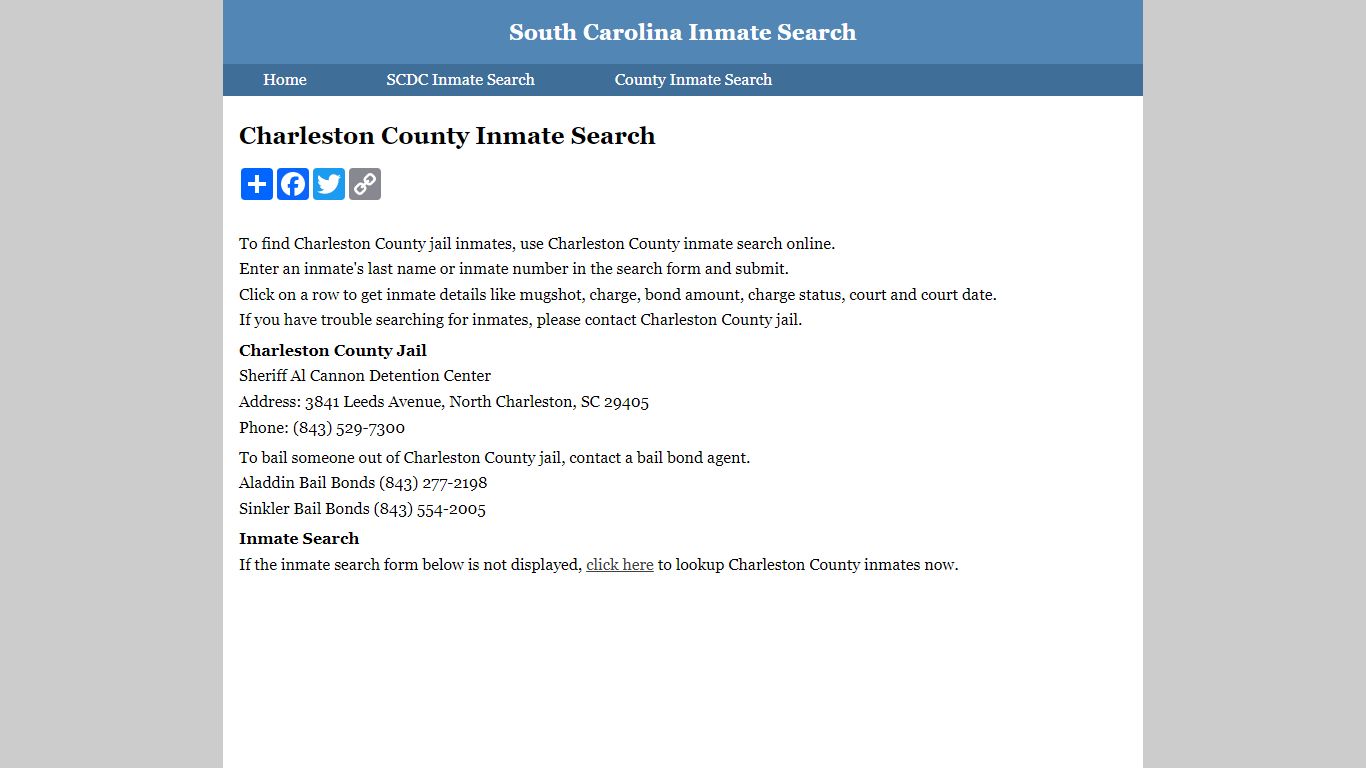 Charleston County Inmate Search