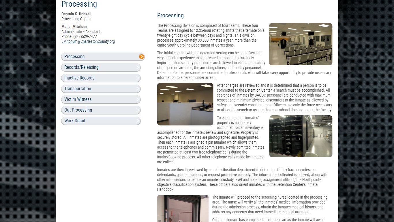 Sheriff Al Cannon Detention Center Processing - Charleston County